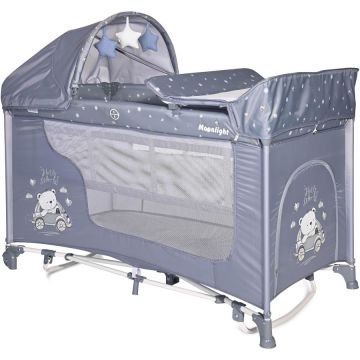 Patut MOONLIGHT 2 niveluri si balansoar Silver Blue Car