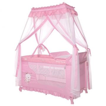 Patut Pliabil stil Baldachin Magic Sleep  cu Accesorii  Mellow Rose Ballerina Bear