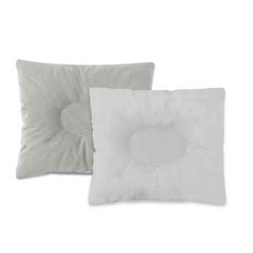 Perna bebelus, MimiNu, Profilata, Cu doua fete, Cu functie anti-soc, Pufoasa, Din catifea si bumbac, Materiale certificate Oeko Tex Standard 100, 23x26 cm, Velvet Royal Grey