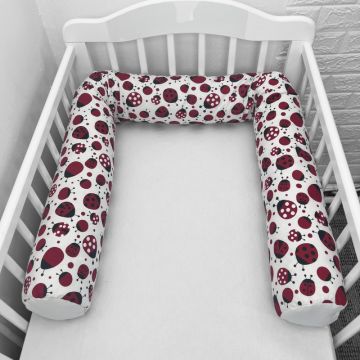 Perna bumper Deseda pentru pat bebe 180 cm buburuze rosii-negre