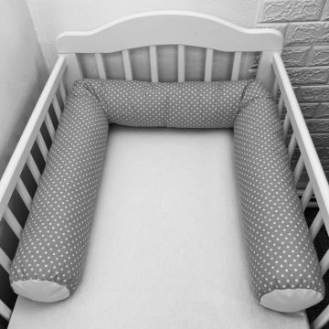 Perna bumper Deseda pentru pat bebe 180 cm buline pe gri