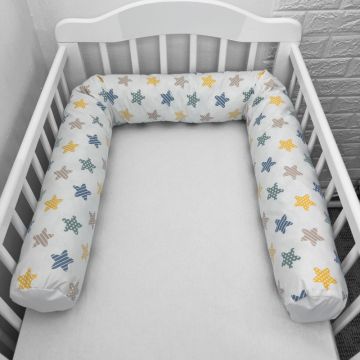 Perna bumper Deseda pentru pat bebe 180 cm stelute albastre galbene