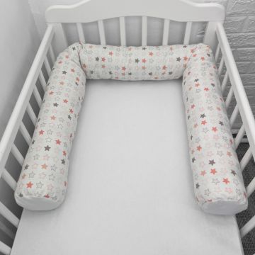 Perna bumper Deseda pentru pat bebe 180 cm stelute bej orange