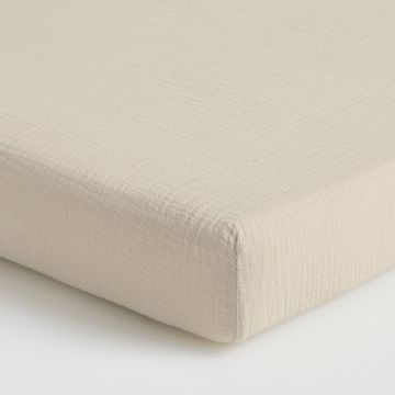Reserved - Cearșaf din muselină, cu bandă elastică - Ivory