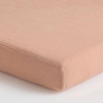 Reserved - Cearșaf din muselină, cu bandă elastică - Roz