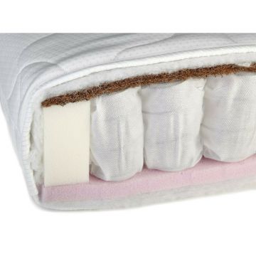 Saltea, Pentru pat junior, 200x90x12 cm, Din spuma Hr si cocos, Cu arcuri impachetate individual mini Pocket Spring, Alb, YappyKids, YappyMiniPocket