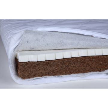 Saltea pentru patut YappyLatex din cocos si latex, YappyKids, 140x70x8 cm, Alb