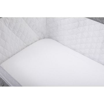 Set 2 cearceafuri cu elastic pentru patut leagan sau patut co-sleeper, Bubaba, Dimensiune 90x50 cm, Din bumbac jersey, Alb si gri