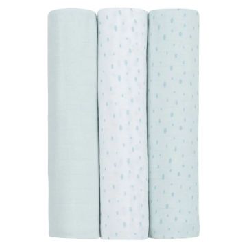 Set 3 scutece muselina Kikka Boo 100 x 100 cm Dots Albastre