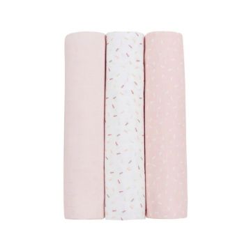 Set 3 scutece muselina Kikka Boo 80 x 80 cm Confetti Roz