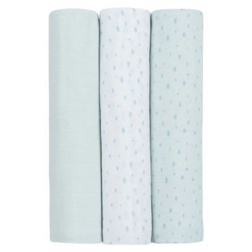 Set 3 scutece muselina Kikka Boo 80 x 80 cm Dots Albastru