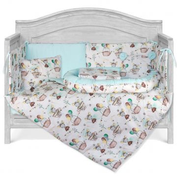 Set Lenjerie cu Baby Nest 9 piese 60/120 cm, bumbac 100%, Brown Mouse - Maro