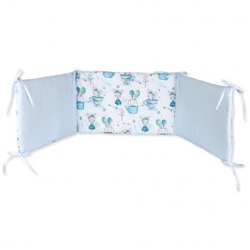 Aparatoare Laterala pentru patut 120x60 cm, bumbac 100%, Blue Mouse - Blue