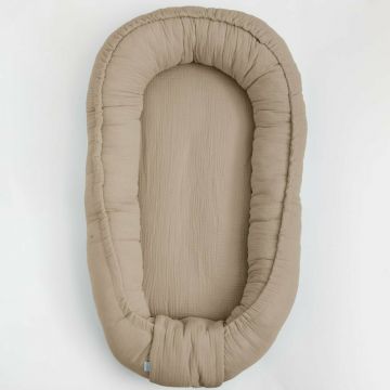 Cosulet bebelus New Baby Baby Nest 80 x 50 cm din muselina beige