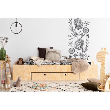 Pat pentru copii în culoare naturală cu extensie suplimentară cu spațiu de depozitare cu somieră 70x160 cm MLC – Adeko