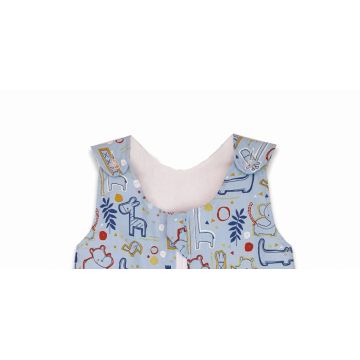 Sac de dormit copii 1.5 tog Circul Animalelor bleu din bumbac 60 cm