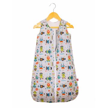 Sac de dormit copii 1.5 tog Robot Friends din bumbac 130 cm