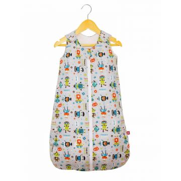 Sac de dormit copii, Robot Friends, din bumbac, 110 cm, 0.5 tog - Vara