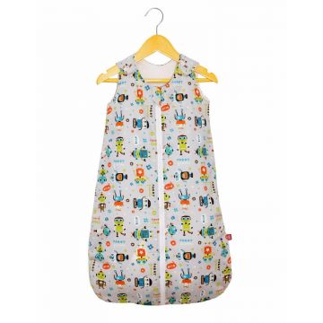 Sac de dormit copii, Robot Friends, din bumbac, 140 cm, 0.8 tog - Primavara