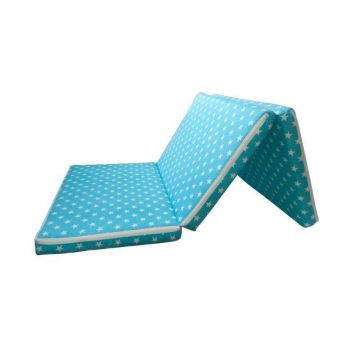 Saltea Pliabila copii MyKids Spuma Poliuretanica (Burete) Stars Turquoise
