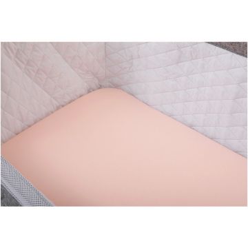 Set 2 cearceafuri cu elastic B몺 pentru patut leagan sau co-sleeper 90x50 cm Alb si roz