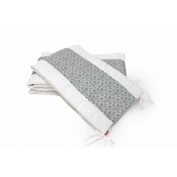 Set protectii patut Gray Hearts, din bumbac, 50x100 cm