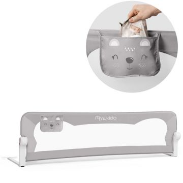 Bariera de siguranta pentru pat, Nukido, Bed Rail, 180 x 42 x 35 cm, Gri, 722400