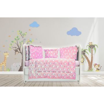 Lenjerie MyKids Dancing Bunny Roz 4+1 Piese 120x60