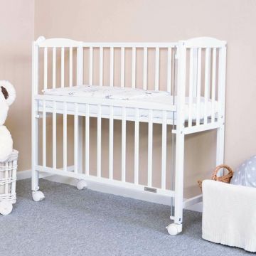 Patut din lemn New Baby cu laterala culisanta 90x40 cm Mateo White