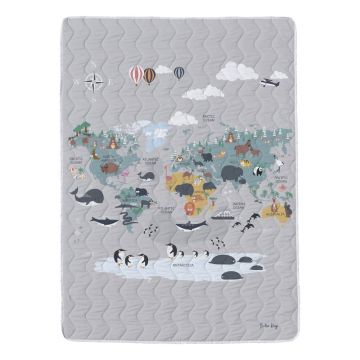 Pătură pentru copii gri din bumbac satinat 140x200 cm – Butter Kings