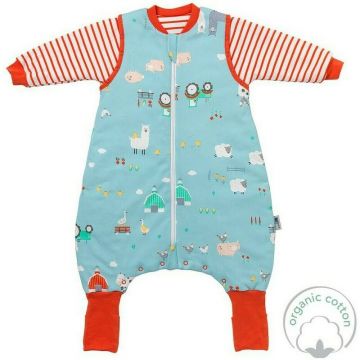 Slumbersac - Sac de dormit cu picioruse si maneca lunga detasabila Farmyard 70 cm + manseta 2.5 Tog