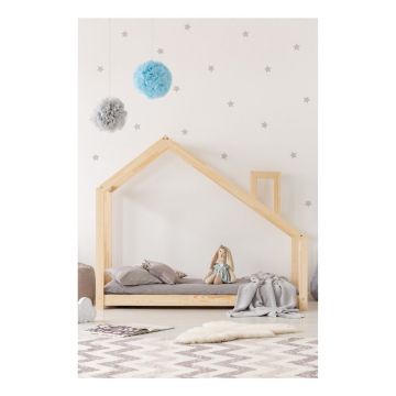 Cadru pat din lemn de pin, în formă de căsuță Adeko Mila DMS, 80 x 160 cm