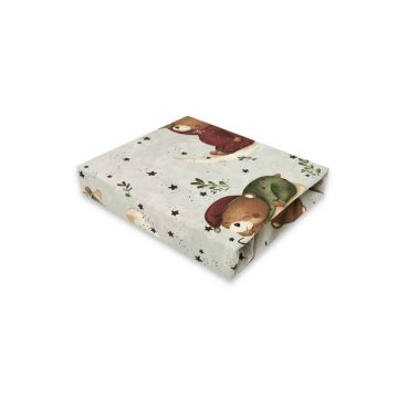 Cearceaf cu elastic, MimiNu, Pentru patut co-sleeper, Leonie, Dimensiune 83 x 50 cm, Din bumbac certificat Oeko Tex Standard 100, Teddy Bear On Moon