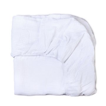 Cearceaf din muselina pentru patut de 120x60 cm YappyKids White