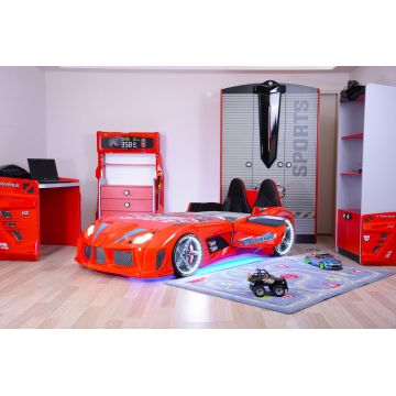 Pat masinuta Leclerc, Roșu, 235x60x130 cm