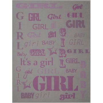Patura pentru copii, Biederlack, Bocasa Cotton Girl, 75 x 100 cm, poliacrilic, gri/roz