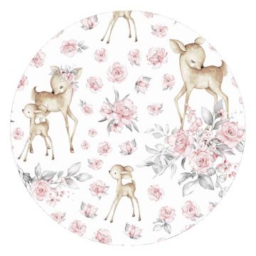 Paturica calduroasa cu gluga si urechi 90x90 cm MimiNu Ecru Sweet Deer Pink