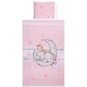 Set lenjerie pat 4 piese bumbac Ranforce, Lorelli, Butterflies Pink