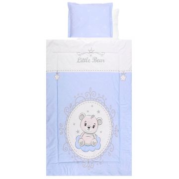 Set lenjerie pat 4 piese bumbac Ranforce, Lorelli, Little Bear Blue