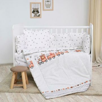 Set lenjerie pat 7 piese Lily, bumbac ranforce, Grey Train