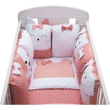 Set lenjerie patut 12 piese 120x60cm Bubaba Sleep Quardian Pink