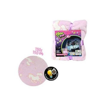 Toi-toys - Paturica cu unicorni fosforescenti, 130x150 cm TT35563A