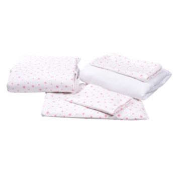 Confort family - Lenjerie 6 piese model Stelute roz patut 120x60 cm