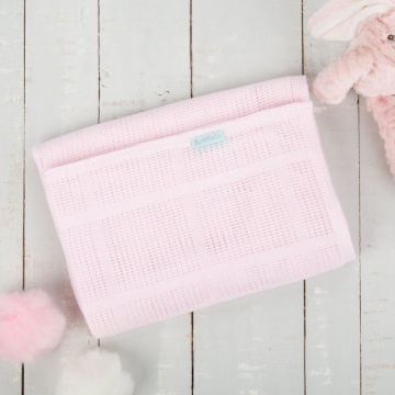CuddleCo. - Paturica celulara din bambus 90x60 cm Comfi Love Pale Pink