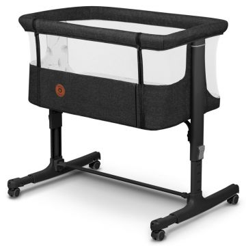 Patut co-sleeper 3 in 1 Lionelo Aurora cu leganare si setare unghiulara gri inchis