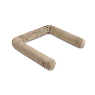 Sensillo - Protectie laterala pentru patut, Bumper, Din catifea, Lungime 200 cm, Inaltime 15 cm, Protejeaza impotriva curentilor de aer si a loviturilor, 0 luni+, Bej