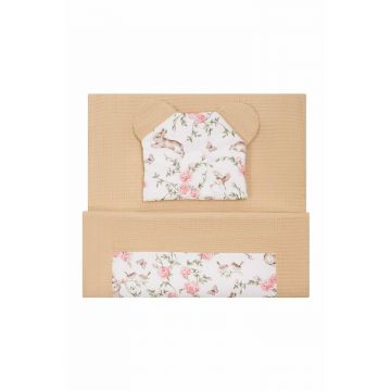 Set 2 piese Qmini pentru patut carucior si cosulet Rabbit Beige