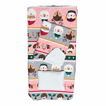 Set 3 piese paturica cu cearsaf si pernuta 140x70 cm Ornamente de Craciun