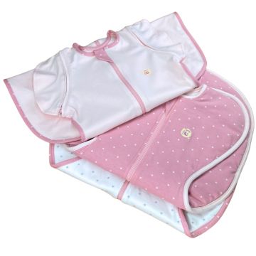 Set 3 saci de dormit Swaddle First Sleep Sweet Star  Sweet Light  1 tog  Blush Pink 0.5 tog