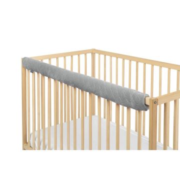 Aparatoare patut, Sensillo, Tip bumper, Pentru marginea superioara a patutului, Catifea, 116 cm, 0 luni+, Gri